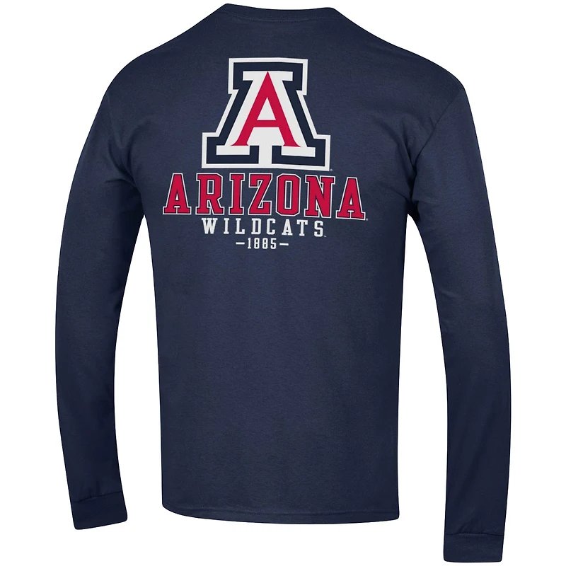 T-shirt à manches longues Team Stack des Wildcats de l'Arizona Champion bleu marine pour homme