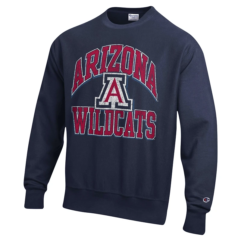 Men's Champion Navy Arizona Wildcats Vault Late Night Reverse Weave Pullover Sweatshirt
