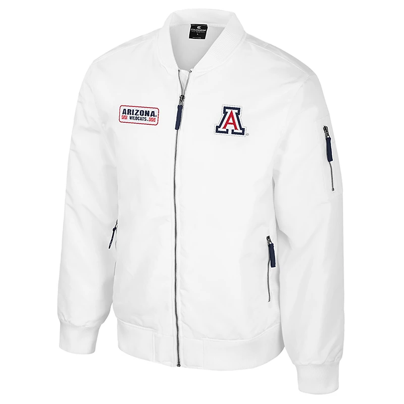 Blouson aviateur entièrement zippé Colosseum Arizona Wildcats White Rabbit pour homme