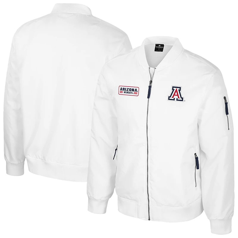 Blouson aviateur entièrement zippé Colosseum Arizona Wildcats White Rabbit pour homme