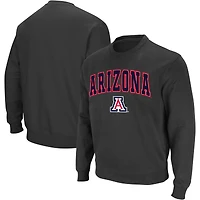 Men's Colosseum Charcoal Arizona Wildcats Arch & Logo Crew Neck Sweatshirt