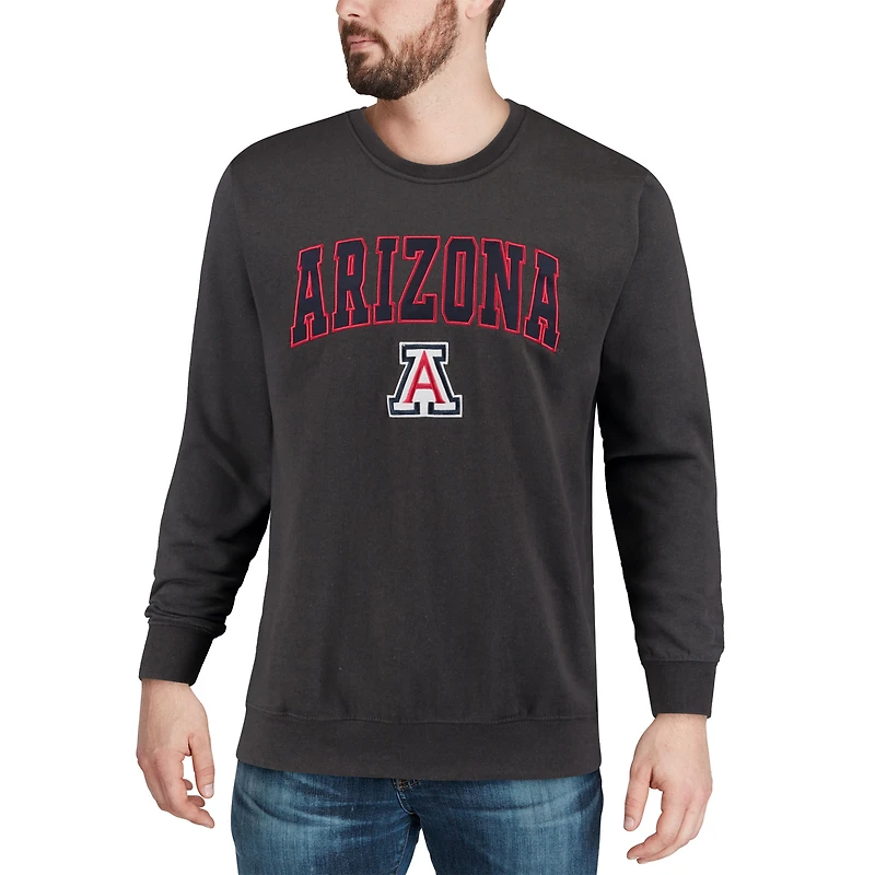 Colosseum Charcoal Arizona Wildcats Arch & Logo Crew Neck Sweat-shirt pour homme