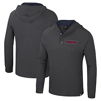 Men's Colosseum  Charcoal Arizona Wildcats Dujour Ralgan Long Sleeve Henley Hoodie T-Shirt