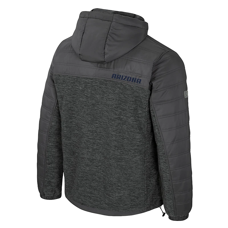 Men's Colosseum Charcoal Arizona Wildcats Nightman Full-Zip Hoodie Puffer Jacket