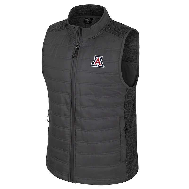 Men's Colosseum Charcoal Arizona Wildcats Nightman Full-Zip Puffer Vest