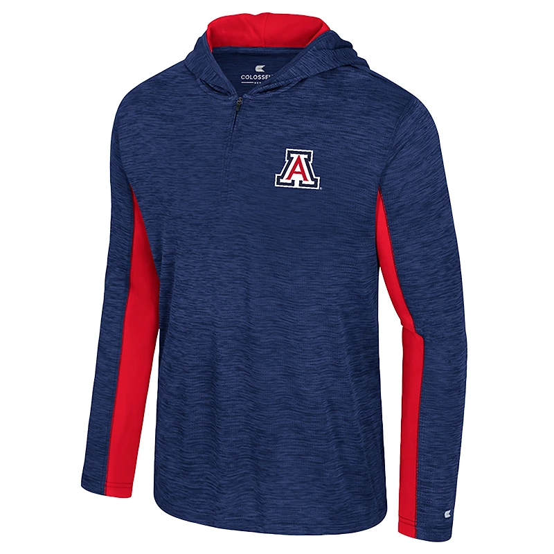 Men's Colosseum Navy Arizona Wildcats Always Sunny Quarter-Zip Hoodie