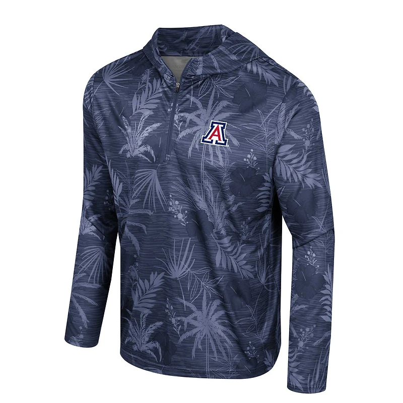 Haut à capuche léger quart de zip imprimé Colosseum Navy Arizona Wildcats Palms pour hommes