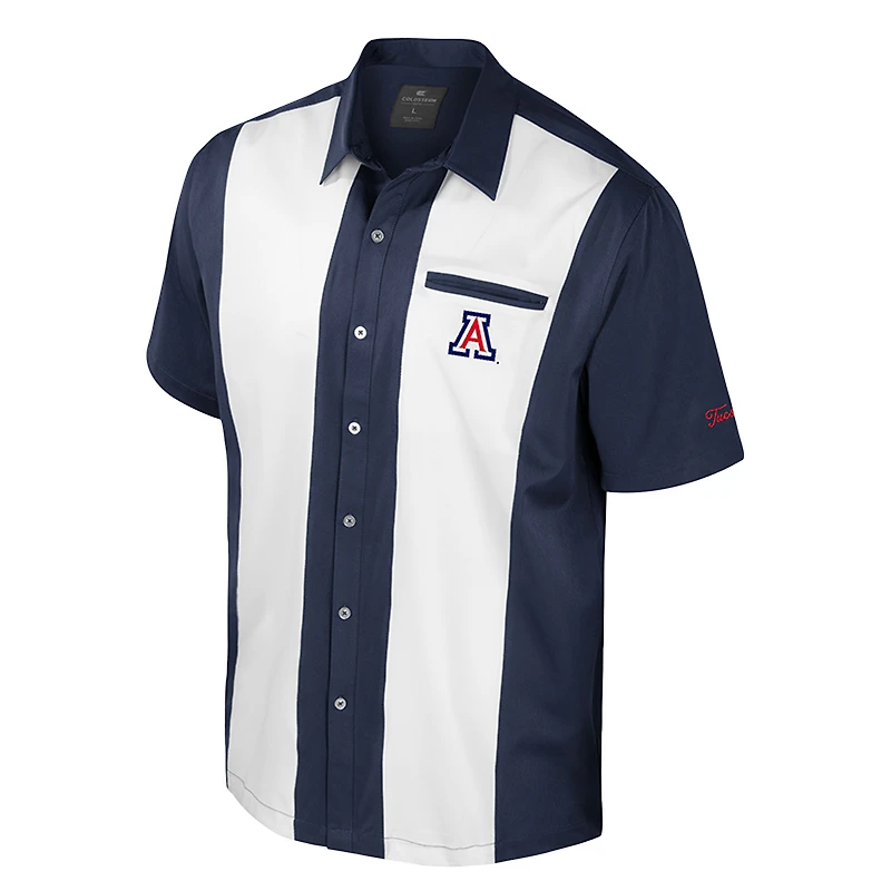 Chemise boutonnée de bowling Strike pour homme, bleu marine, Colosseum, Arizona Wildcats