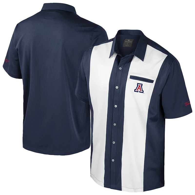 Men's Colosseum Navy Arizona Wildcats Strike Bowling Button-Up Shirt