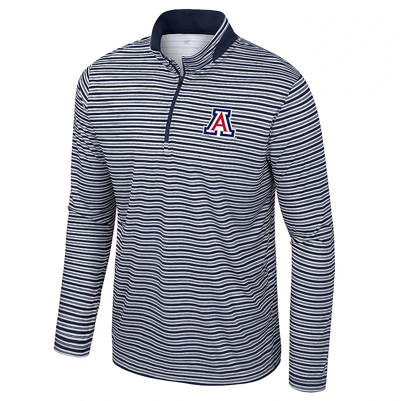 Men's Colosseum Navy Arizona Wildcats Striped Quarter-Zip Top