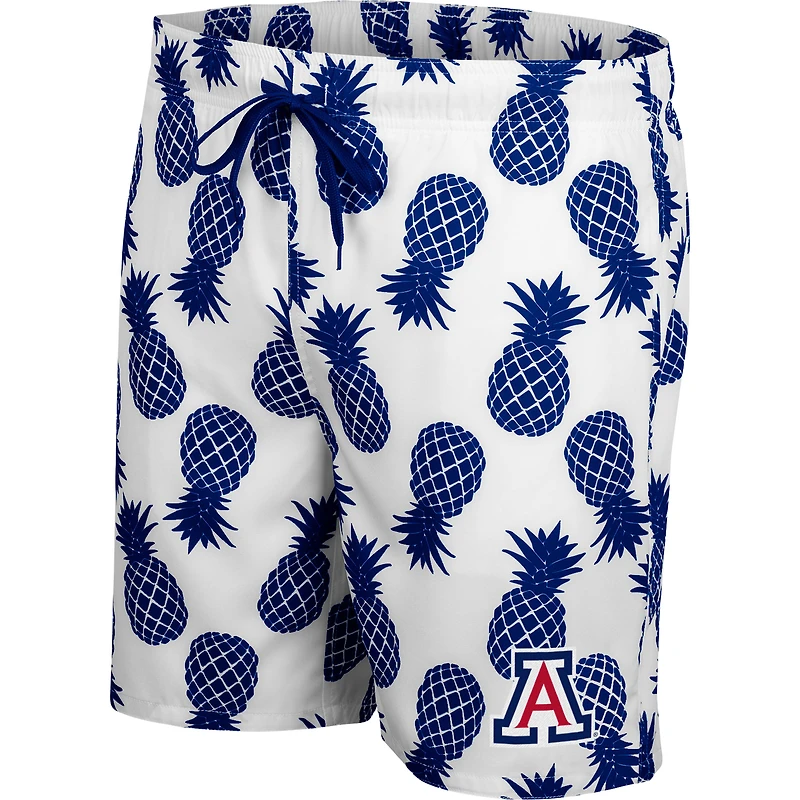 Men's Colosseum White/Navy Arizona Wildcats Pineapple Swim Shorts