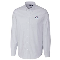 Men's Cutter & Buck Light Blue Arizona Wildcats Big Tall Stretch Oxford Stripe Long Sleeve Button Down Shirt