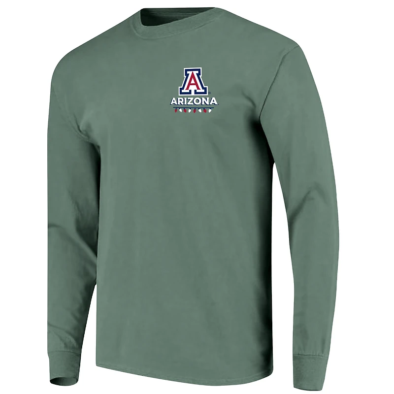 T-shirt à manches longues pour homme Arizona Wildcats, couleurs confort, motif sapin de Noël vert