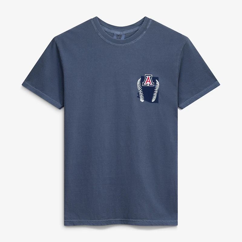 Men's Navy Arizona Wildcats Drawn Mascot Baseball T-Shirt