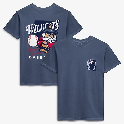T-shirt de baseball pour homme, bleu marine, avec la mascotte dessinée des Arizona Wildcats