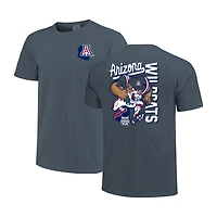 T-shirt homme bleu marine Arizona Wildcats avec mascotte dessinée, couleurs confortables
