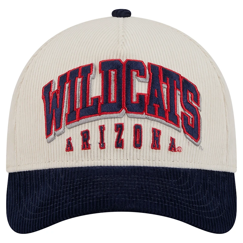Men's New Era Navy/Cream Arizona Wildcats Arch Two-Tone Corduroy 9FORTY A-Frame Adjustable Hat