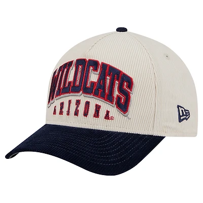 Men's New Era Navy/Cream Arizona Wildcats Arch Two-Tone Corduroy 9FORTY A-Frame Adjustable Hat