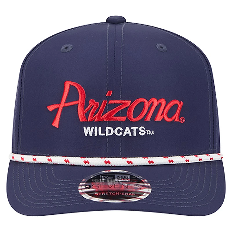 Casquette ajustable New Era 9SEVENTY bleu marine Arizona Wildcats Performance Rope pour homme