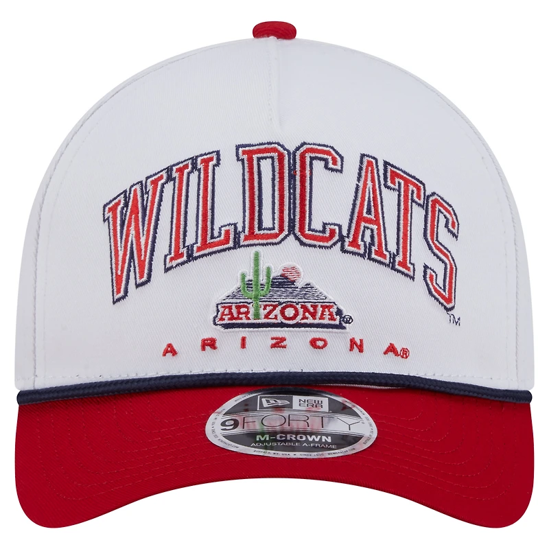 Men's New Era White/Red Arizona Wildcats Arch Two-Tone Rope 9FORTY A-Frame M-Crown Adjustable Hat