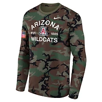 T-shirt à manches longues Nike Camo Arizona Wildcats 2025 Military Appreciation Legend Dri-FIT pour homme