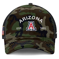 Casquette trucker ajustable Nike Camo Arizona Wildcats 2025 pour homme, en hommage aux militaires.
