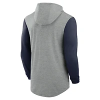 Men's Nike Gray/Navy Arizona Wildcats Basketball Color-Block Tri-Blend Dri-FIT Long Sleeve Hoodie T-Shirt