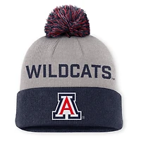 Bonnet à revers Nike Primetime Peak gris/bleu marine avec pompon pour homme des Wildcats de l'Arizona