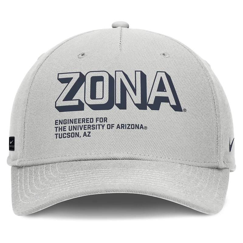 Casquette ajustable Nike grise Arizona Wildcats 2025 Sideline Dust Pinched Rise pour homme