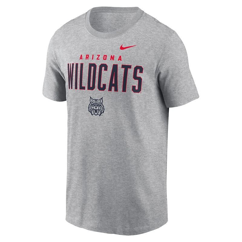 Men's Nike Heather Gray Arizona Wildcats Campus 2-Hit Primary Mascot T-Shirt