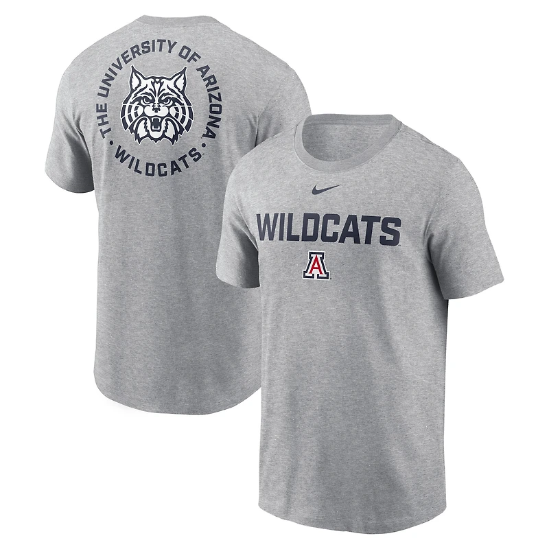 T-shirt Nike Campus 2-Hit gris chiné pour homme des Wildcats de l'Arizona