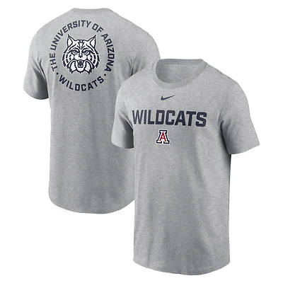 T-shirt Nike Campus 2-Hit gris chiné pour homme des Wildcats de l'Arizona