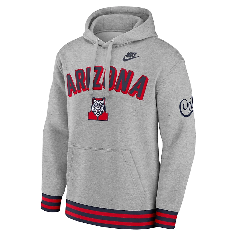 Men's Nike Heather Gray Arizona Wildcats Legacy Retro Pullover Hoodie