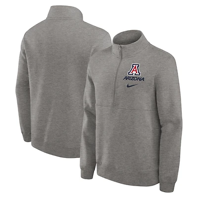 Pull Nike gris chiné Arizona Wildcats Primetime Club à demi-zip pour homme