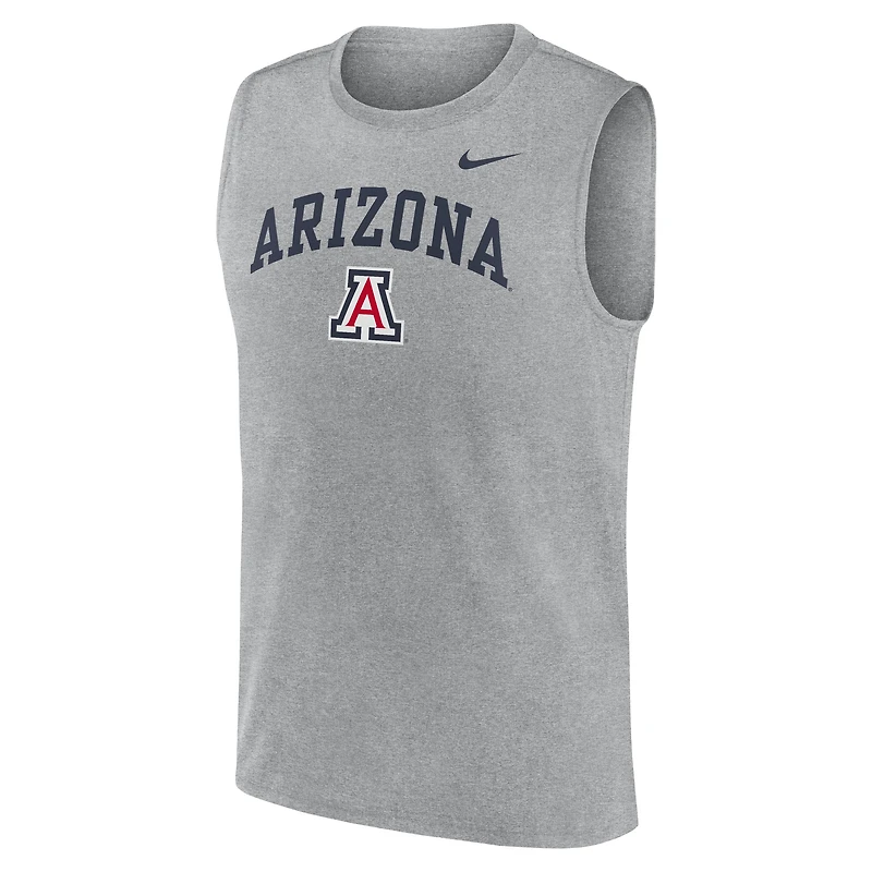 Men's Nike Heather Gray Arizona Wildcats Primetime Legend Arch Dri-FIT Muscle Tank Top