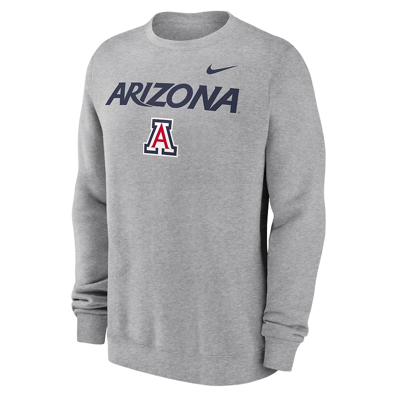 Sweat-shirt à enfiler Nike Heather Grey Arizona Wildcats Primetime Primary Stack pour hommes