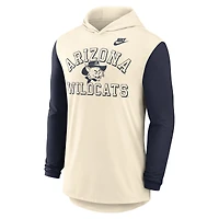 Men's Nike Natural/Navy Arizona Wildcats Legacy Color-Block Tri-Blend Long Sleeve Hoodie T-Shirt