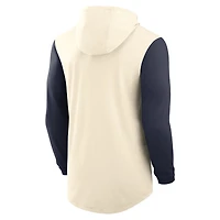 Men's Nike Natural/Navy Arizona Wildcats Legacy Color-Block Tri-Blend Long Sleeve Hoodie T-Shirt