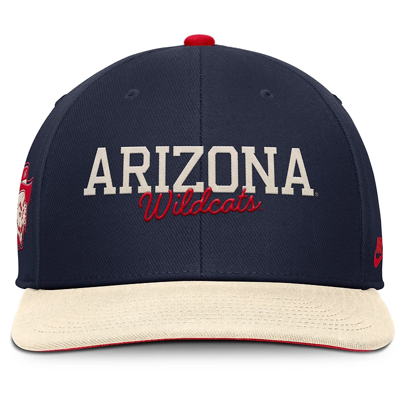 Casquette Nike Pro Legacy Script Snapback bleu marine/crème pour homme des Wildcats de l'Arizona