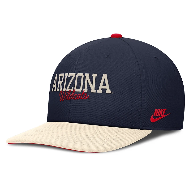 Casquette Nike Pro Legacy Script Snapback bleu marine/crème pour homme des Wildcats de l'Arizona
