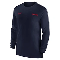 T-shirt à manches longues Nike pour hommes, bleu marine, Arizona Wildcats Sideline Coach UV Performance