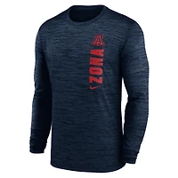 T-shirt à manches longues Nike bleu marine Arizona Wildcats 2024 Sideline Velocity Performance pour homme