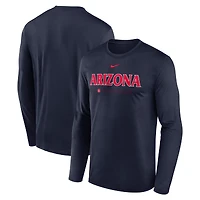 T-shirt à manches longues Nike Dri-FIT Legend Arizona Wildcats 2025 Courtside Basketball Shootaround, bleu marine, pour homme