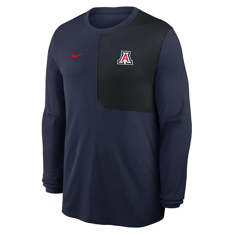 Maillot Nike bleu marine Arizona Wildcats 2025 Sideline Coach UV Dri-FIT à manches longues pour homme