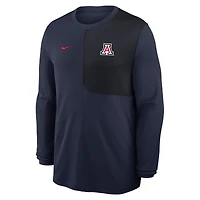 Men's Nike Navy Arizona Wildcats 2025 Sideline Coach UV Dri-FIT Long Sleeve Shirt