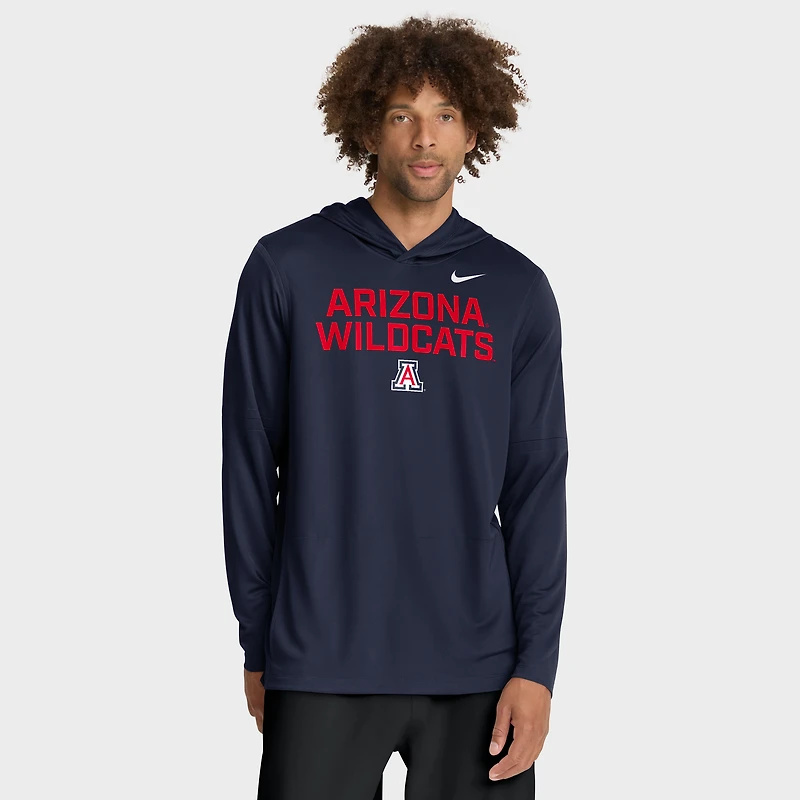 Sweat à capuche manches longues Nike bleu marine Arizona Wildcats 2025 Sideline Dri-FIT pour homme
