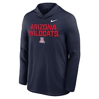 Sweat à capuche manches longues Nike bleu marine Arizona Wildcats 2025 Sideline Dri-FIT pour homme
