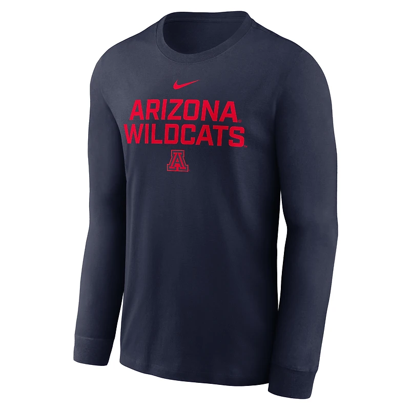 T-shirt Nike bleu marine Arizona Wildcats 2025 Sideline Dri-FIT à manches longues pour homme