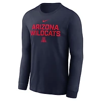 T-shirt Nike bleu marine Arizona Wildcats 2025 Sideline Dri-FIT à manches longues pour homme