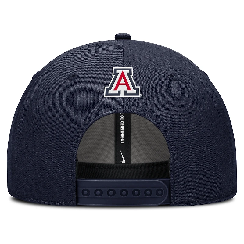 Casquette ajustable Nike Arizona Wildcats 2025 Sideline Rise bleu marine pour homme